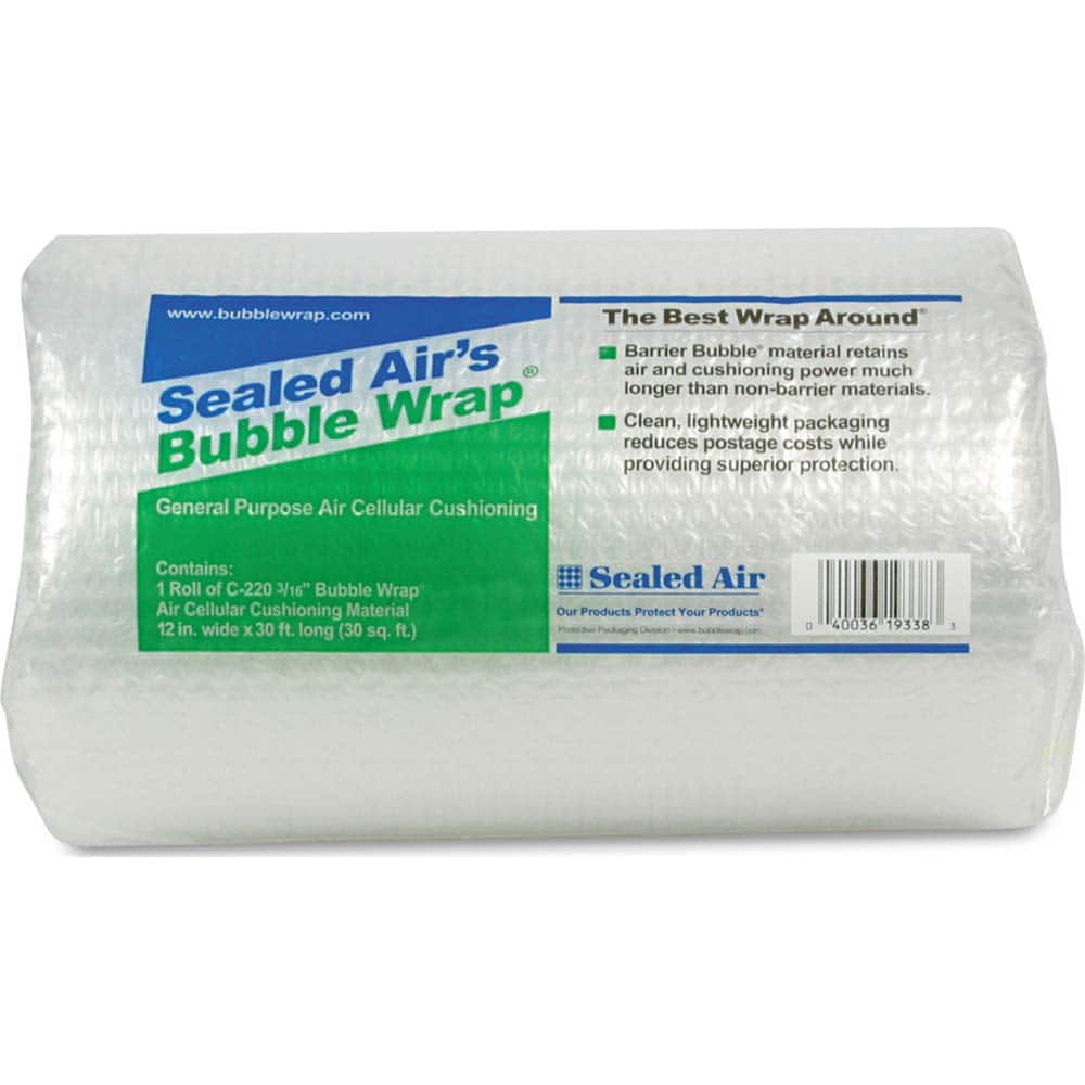 Sealed Air - Bubble Roll & Foam Wrap; Type: Bubble Roll ; Package Type: Roll ; Length (Feet): 30 ; Width (Inch): 12 ; Thickness: 3/16 (Inch); Special Item Information: Lightweight, Reliable Packaging - Exact Tool & Supply