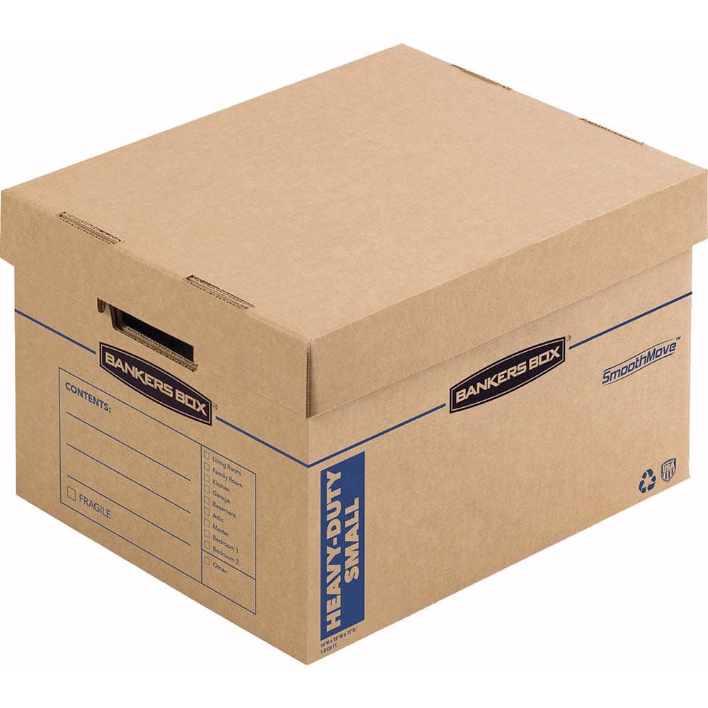 BANKERS BOX - Compartment Storage Boxes & Bins; Type: Moving Box ; Number of Compartments: 1.000 ; Overall Width: 15 ; Overall Depth: 15 (Inch); Overall Height (Inch): 12 ; Color: Kraft/Blue - Exact Tool & Supply