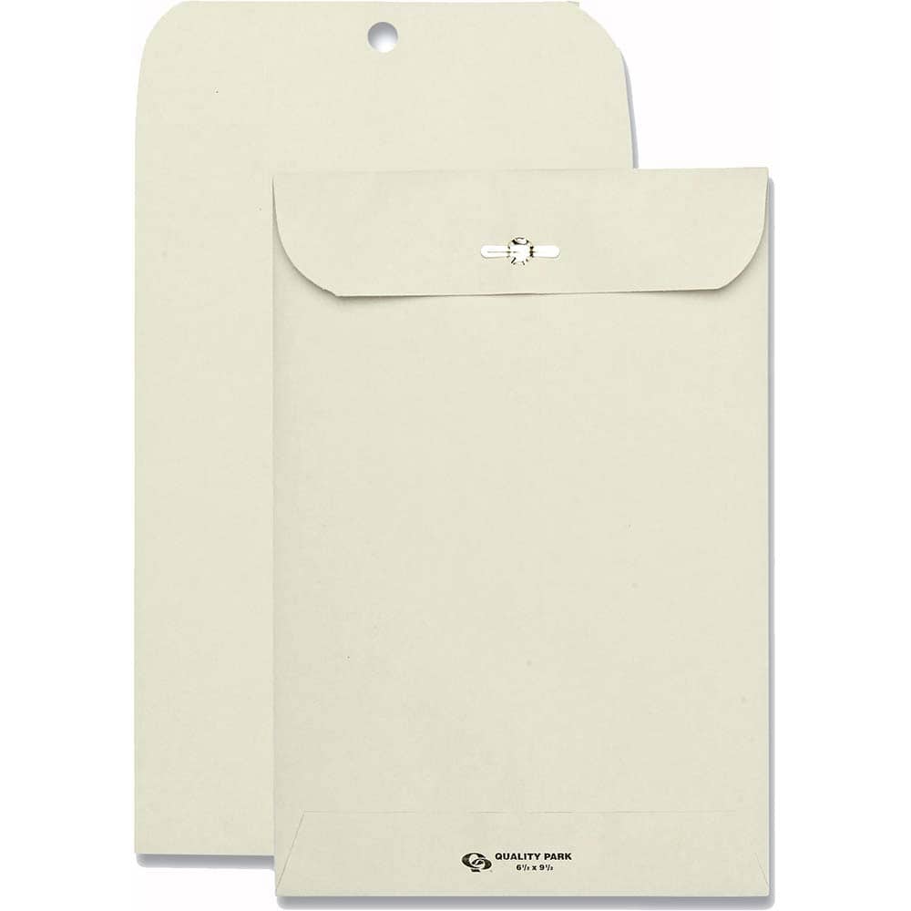 Quality Park - Mailers, Sheets & Envelopes; Type: Clasp Envelope ; Style: Clasp w/Gummed Flap ; Width (Inch): 9-1/2 ; Length (Inch): 6-1/2 ; Box Quantity: 100 ; Size: 6.5 x 9.5 - Exact Tool & Supply