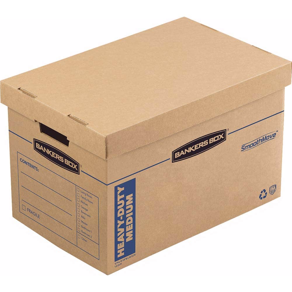 BANKERS BOX - Compartment Storage Boxes & Bins; Type: Moving Box ; Number of Compartments: 1.000 ; Overall Width: 12-1/2 ; Overall Depth: 18-1/2 (Inch); Overall Height (Inch): 12 ; Color: Kraft/Blue - Exact Tool & Supply