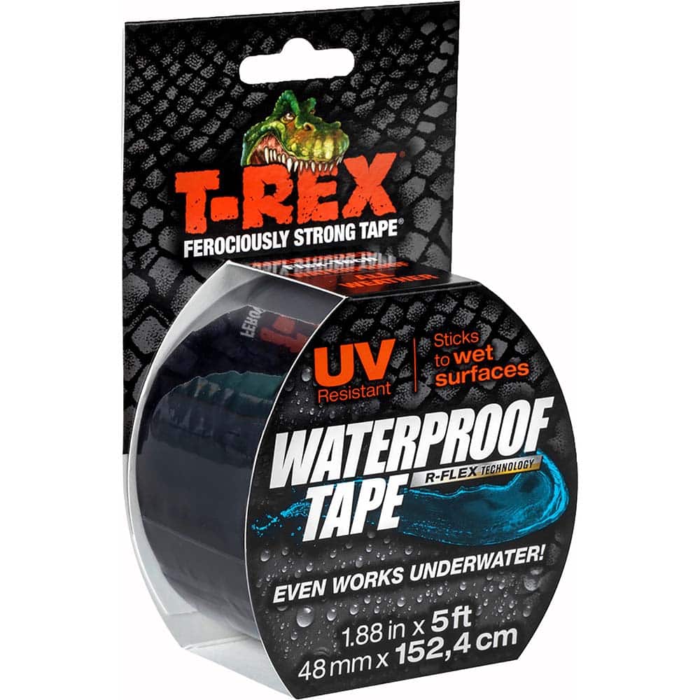 T-Rex - Waterproof Tape; Material Type: Butyl ; Width (Inch): 2 ; Length (yd): 1.66 ; Color: Black - Exact Tool & Supply