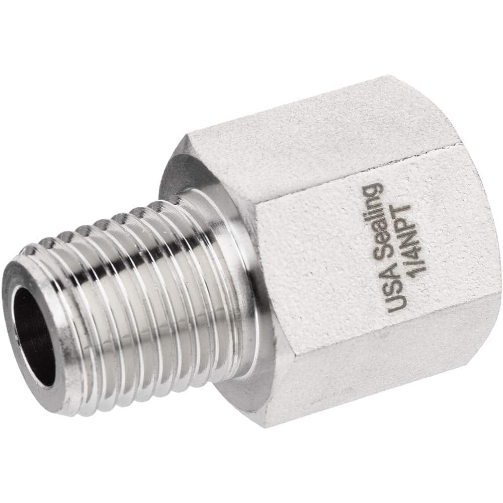 USA Sealing - Brass & Chrome Pipe Fittings; Type: Adapter ; Fitting Size: 1/2 x 1/2 ; End Connections: FNPTF x MNPTF ; Material: Brass ; Pressure Rating (psi): 1000 ; Finish/Coating: Nickel Plated - Exact Tool & Supply