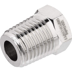 USA Sealing - Brass & Chrome Pipe Fittings; Type: Hex Bushing ; Fitting Size: 1/2 x 1/4 ; End Connections: MNPTF x FNPTF ; Material: Brass ; Pressure Rating (psi): 1000 ; Finish/Coating: Nickel Plated - Exact Tool & Supply
