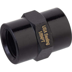 USA Sealing - Brass & Chrome Pipe Fittings; Type: Coupling ; Fitting Size: 1/2 x 1/2 ; End Connections: FNPTF x FNPTF ; Material: Brass ; Pressure Rating (psi): 1000 ; Finish/Coating: Black Zinc - Exact Tool & Supply