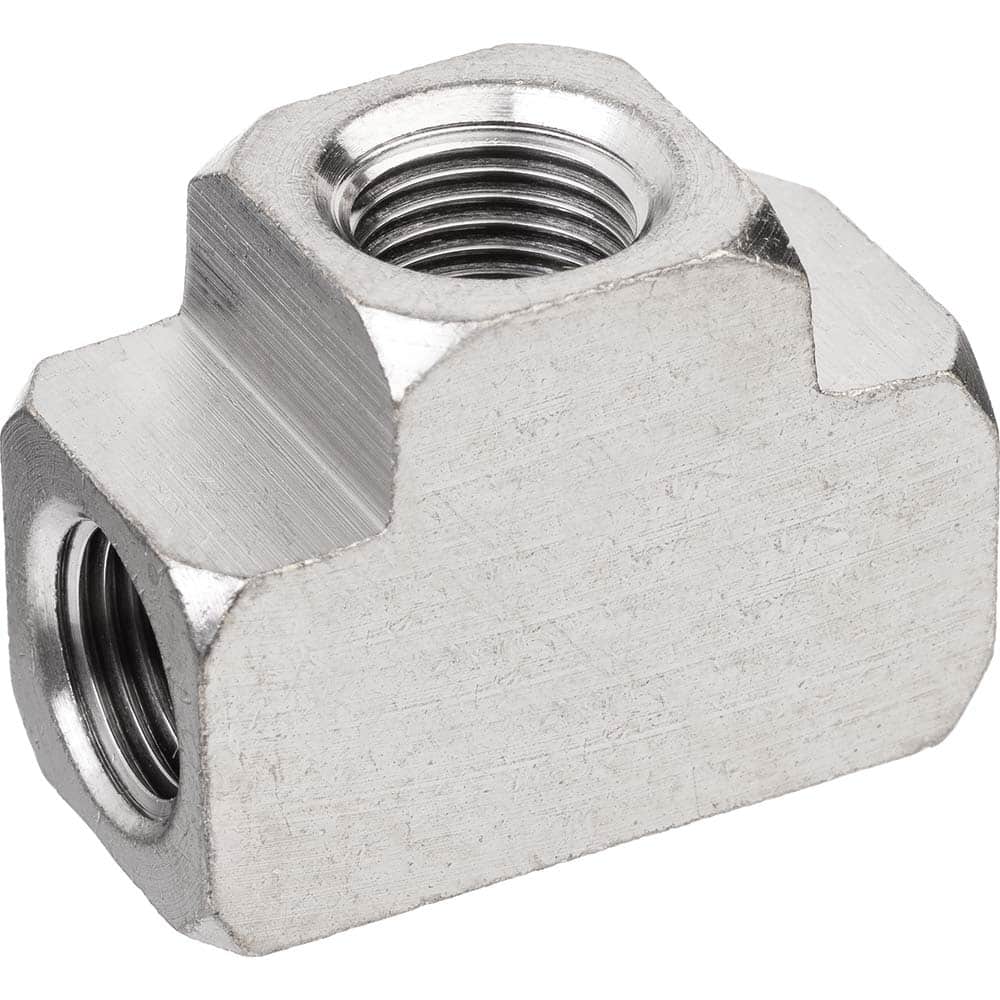 USA Sealing - Brass & Chrome Pipe Fittings; Type: Tee ; Fitting Size: 1/8 x 1/8 x 1/8 ; End Connections: FNPTF x FNPTF x FNPTF ; Material: Brass ; Pressure Rating (psi): 1000 ; Finish/Coating: Nickel Plated - Exact Tool & Supply