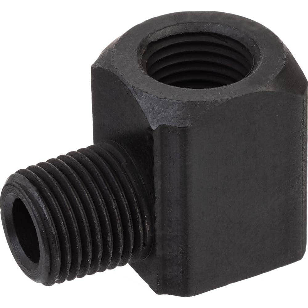 USA Sealing - Brass & Chrome Pipe Fittings; Type: 90 Elbow ; Fitting Size: 3/8 x 3/8 ; End Connections: FNPTF x MNPTF ; Material: Brass ; Pressure Rating (psi): 1000 ; Finish/Coating: Black Zinc - Exact Tool & Supply