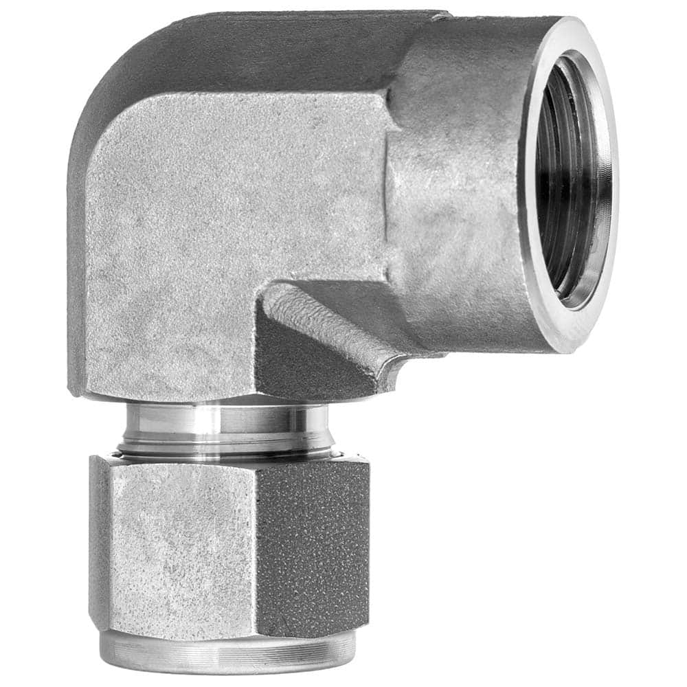 USA Sealing - Metal Compression Tube Fittings; Type: 90 Elbow Adapter ; End Connections: Tube OD x FNPT ; Tube Outside Diameter (Inch): 1/2 ; Thread Size: 1/2 ; Material: Stainless Steel ; Material Grade: 316 - Exact Tool & Supply