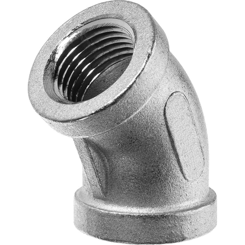 USA Sealing - Stainless Steel Pipe Fittings; Type: 45 Elbow ; Fitting Size: 1-1/2 x 1-1/2 ; End Connections: FBSPT x FBSPT ; Material Grade: 304 ; Pressure Rating (psi): 150 - Exact Tool & Supply