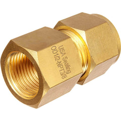 USA Sealing - Metal Compression Tube Fittings; Type: Female Straight Fitting ; End Connections: Tube OD x FBSPT ; Tube Outside Diameter (mm): 6 ; Thread Size: 1/2 ; Material: Brass ; Compression Style: Double Ferrule - Exact Tool & Supply