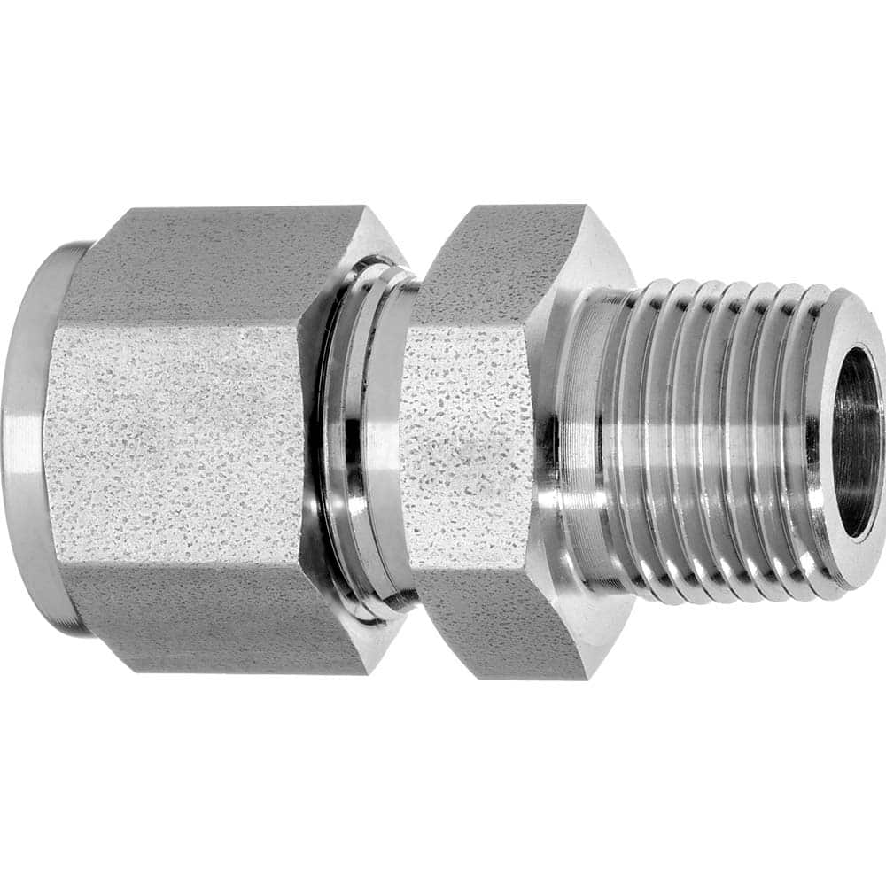 USA Sealing - Metal Compression Tube Fittings; Type: Male Straight Fitting ; End Connections: Tube OD x Male NPT ; Tube Outside Diameter (Inch): 3/8 ; Thread Size: 1/4 ; Material: Steel - Exact Tool & Supply