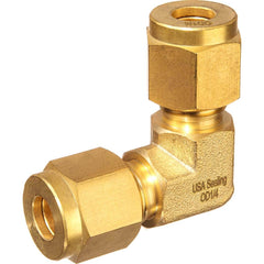 USA Sealing - Metal Compression Tube Fittings; Type: Union Elbow ; End Connections: Tube OD x Tube OD ; Tube Outside Diameter (mm): 14 ; Thread Size: None ; Material: Brass ; Compression Style: Double Ferrule - Exact Tool & Supply