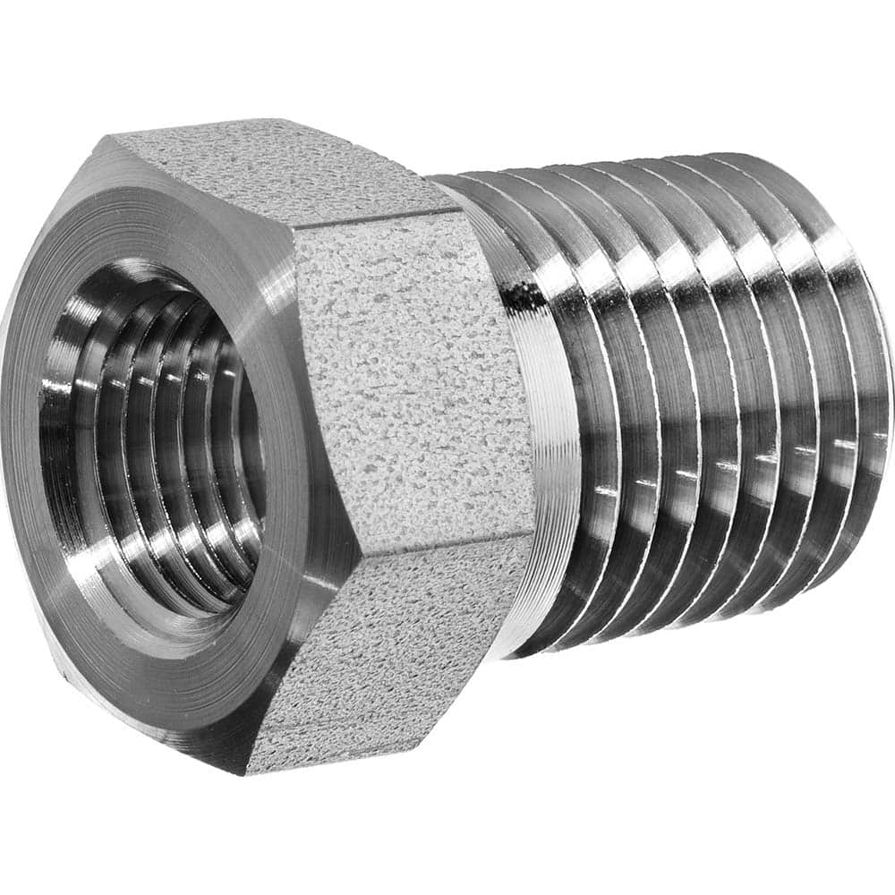 USA Sealing - Stainless Steel Pipe Fittings; Type: Hex Bushing ; Fitting Size: 1/2 x 1/8 ; End Connections: MNPT x FNPT ; Material Grade: 304 ; Pressure Rating (psi): 6100 - Exact Tool & Supply