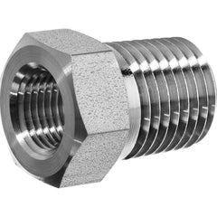USA Sealing - Stainless Steel Pipe Fittings; Type: Hex Bushing ; Fitting Size: 1/4 x 1/8 ; End Connections: MNPT x FNPT ; Material Grade: 304 ; Pressure Rating (psi): 6100 - Exact Tool & Supply
