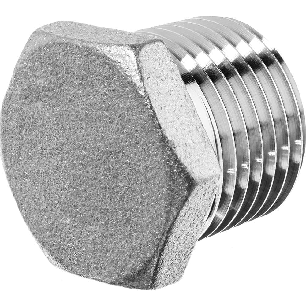 USA Sealing - Stainless Steel Pipe Fittings; Type: Hex Head Plug ; Fitting Size: 1/2 ; End Connections: MNPT ; Material Grade: 304 ; Pressure Rating (psi): 7200 - Exact Tool & Supply