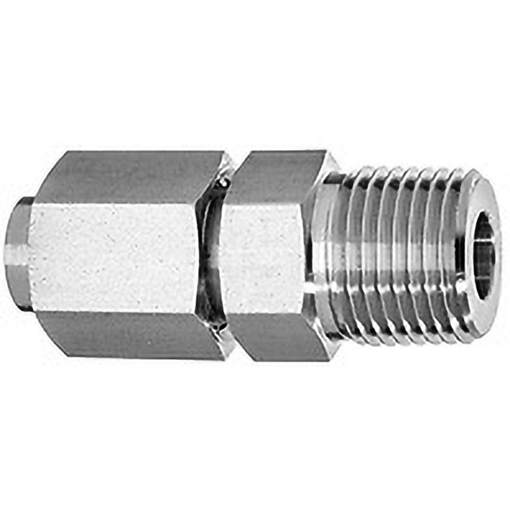 USA Sealing - Metal Flared Tube Fittings; Type: Straight Adapter ; Flared Degrees: 37 ; End Connections: Male JIC x MNPT ; Thread Size: 1/4 ; Tube Outside Diameter (Inch): 1/4 ; Thread Type: MNPT - Exact Tool & Supply