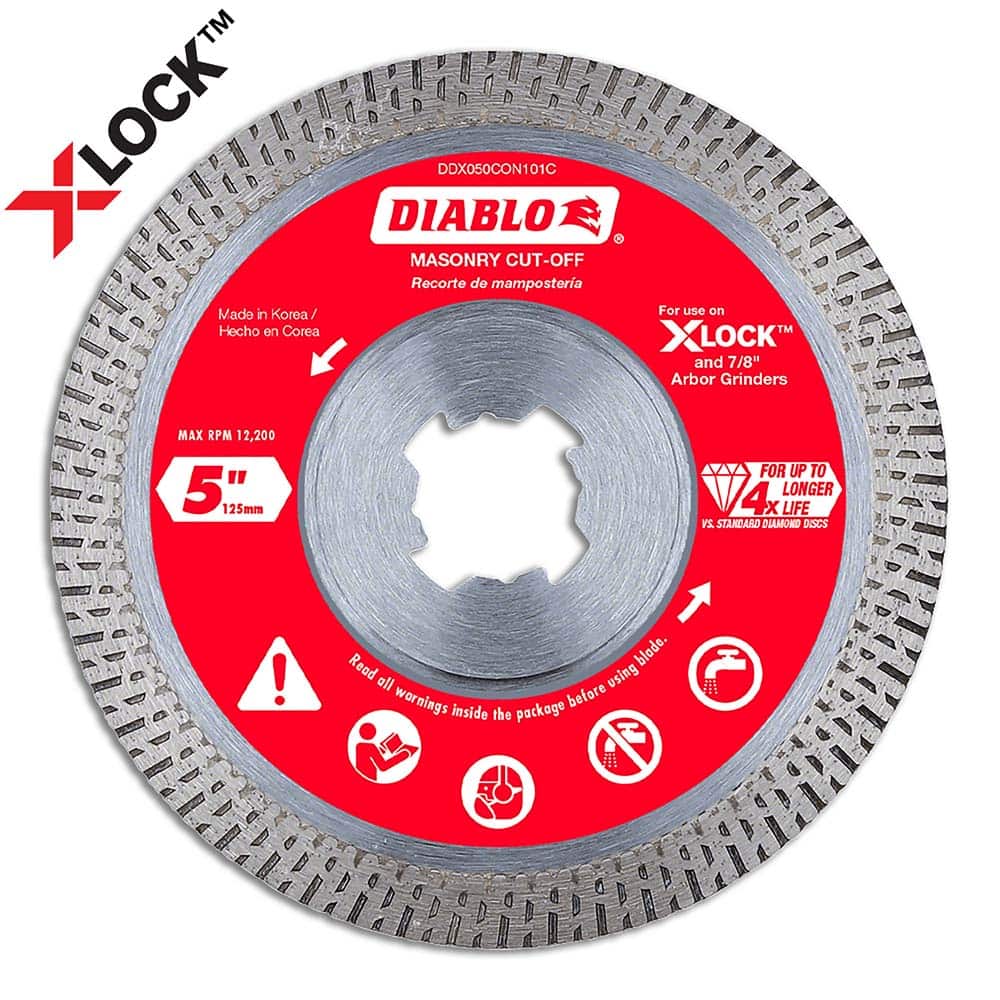 Freud - Wet & Dry-Cut Saw Blades; Blade Diameter (Inch): 5 ; Blade Material: Diamond-Tipped ; Arbor Style: X-LOCK ; Arbor Hole Diameter (Inch): 7/8 ; Arbor Hole Diameter (Decimal Inch): 7/8 ; Application: Cutting Masonry - Exact Tool & Supply