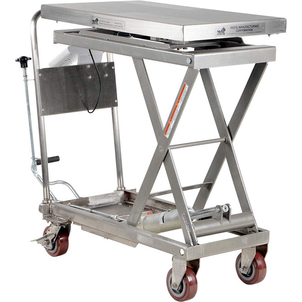 Vestil - Lifting Tables; Type: Scissor Cart ; Lift Style: Scissor ; Style: Foot Pump ; Load Capacity (Lb.): 500.000 ; Minimum Height (Inch): 14 ; Lift Height (Inch): 38 - Exact Tool & Supply