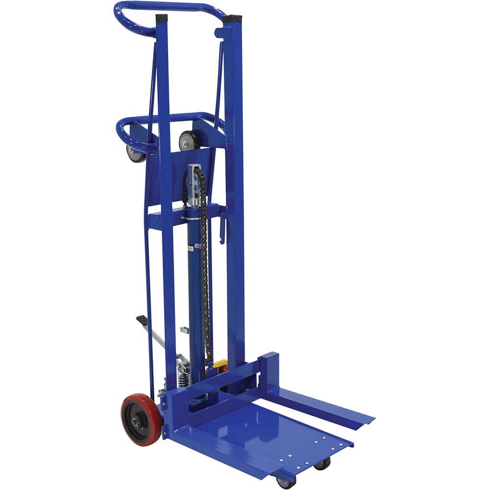 Vestil - Manually Operated Lifts; Type: Lift Cart ; Load Capacity (Lb.): 750.000 ; Lift Height (Inch): 52 ; Maximum Working Height: 52 (Feet); Fork Width (Inch): 24 ; Width (Inch): 20 - Exact Tool & Supply