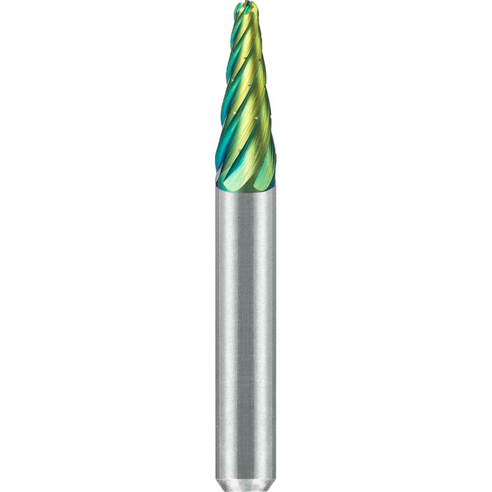 SGS Pro - SL-1, 1/4" Cut Diam, 1/4" Shank Length, NG6, Tungsten Carbide Taper Burr with Radius End - Exact Tool & Supply