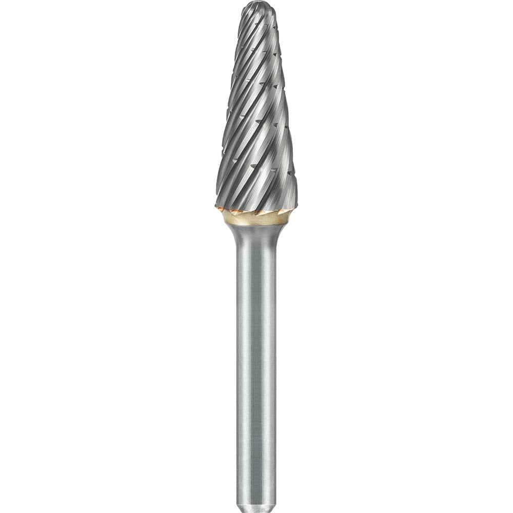SGS Pro - SL-4, 1/2" Cut Diam, 1/4" Shank Length, NG6, Tungsten Carbide Taper Burr with Radius End - Exact Tool & Supply