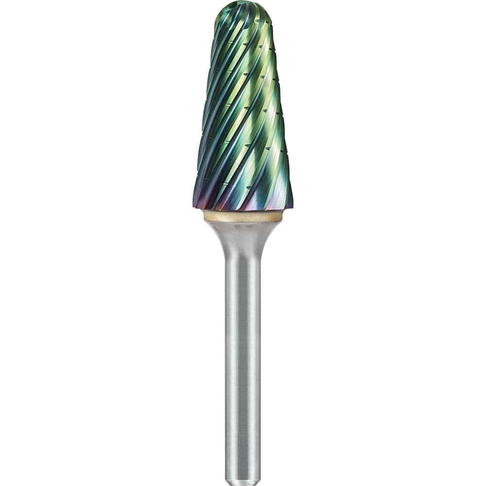 SGS Pro - SL-4, 1/2" Cut Diam, 1/4" Shank Length, NG6, Tungsten Carbide Taper Burr with Radius End - Exact Tool & Supply