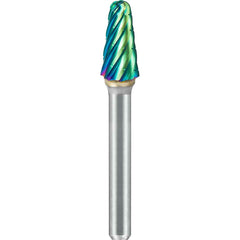 SGS Pro - SL-2, 5/16" Cut Diam, 1/4" Shank Length, NG6, Tungsten Carbide Taper Burr with Radius End - Exact Tool & Supply