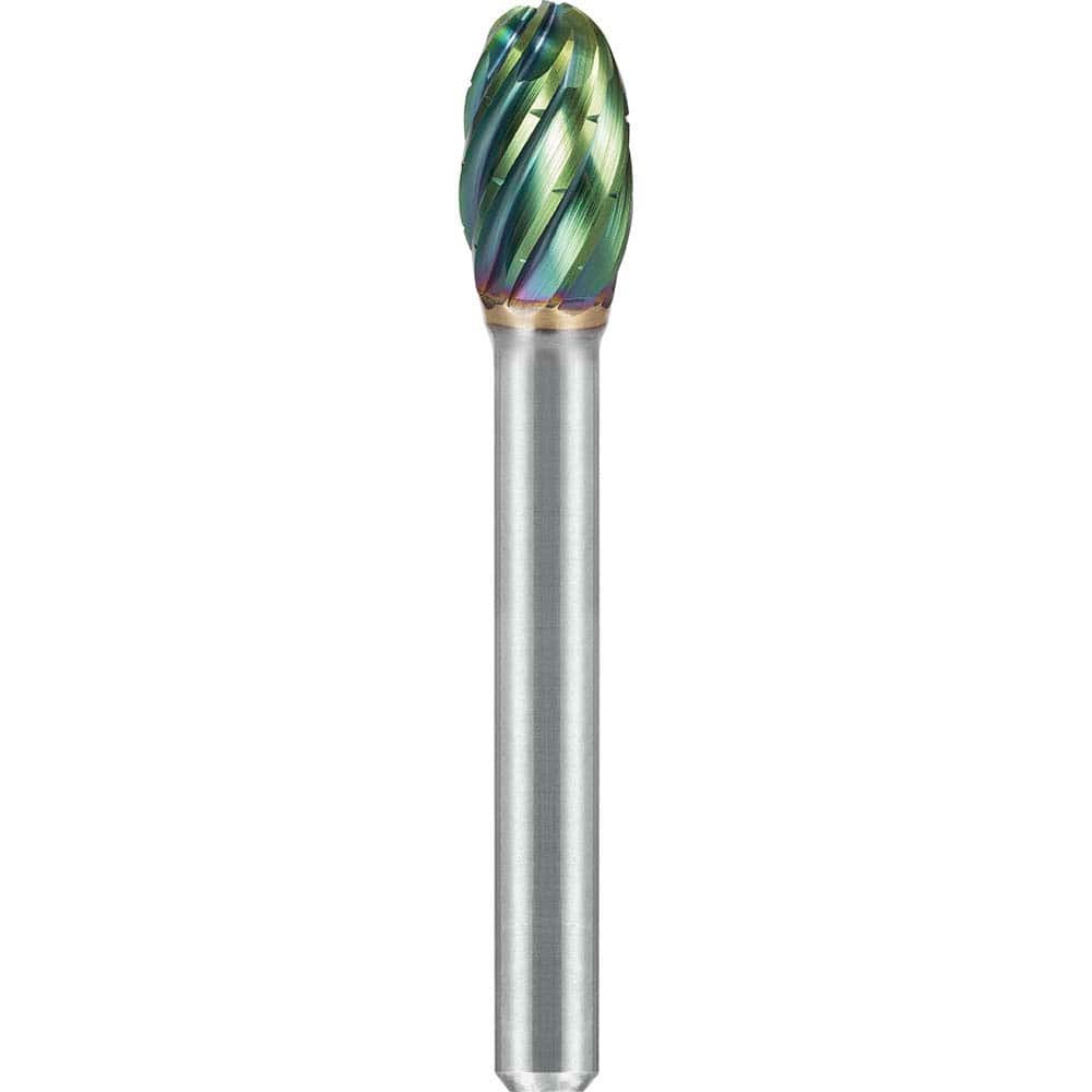SGS Pro - SE-3, 3/8" Cut Diam, 1/4" Shank Length, NG6, Tungsten Carbide Oval Burr - Exact Tool & Supply