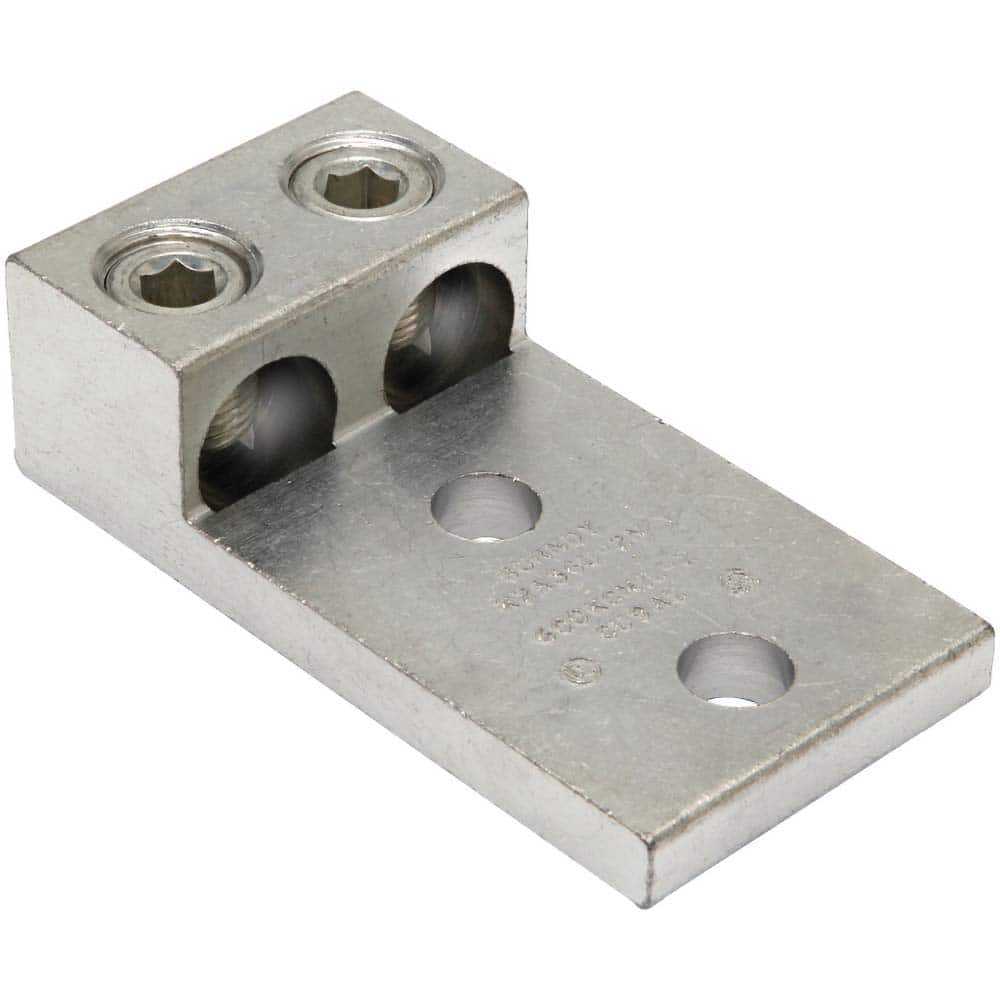 Burndy - Ring Terminals; Terminal Type: Rectangle ; Insulation Type: NonInsulated ; Connection Type: Lug ; Compatible Wire Size (AWG): 6 (Strand) ; Compatible Wire Size (kcmil): 350 ; Stud Size (Inch): 1/2 - Exact Tool & Supply