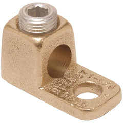 Burndy - Ring Terminals; Terminal Type: Rectangle ; Insulation Type: NonInsulated ; Connection Type: Lug ; Compatible Wire Size (AWG): 14-8 (Solid/Strand) ; Stud Size (#): 10 ; Color: Copper - Exact Tool & Supply