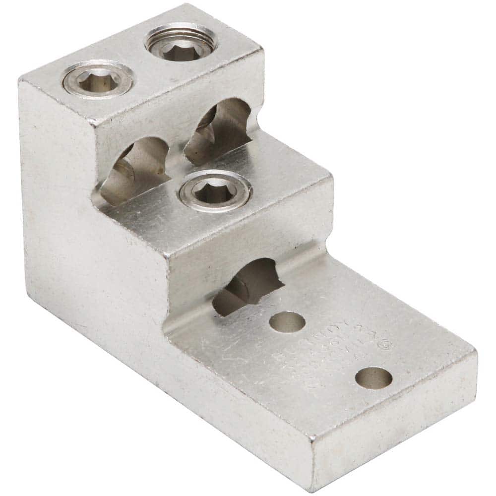 Burndy - Ring Terminals; Terminal Type: Rectangle ; Insulation Type: NonInsulated ; Connection Type: Lug ; Compatible Wire Size (AWG): 2 (Strand) ; Compatible Wire Size (kcmil): 600 ; Stud Size (Inch): 3/8 - Exact Tool & Supply