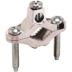 Burndy - Grounding Clamps; Clamp Type: Grounding Clamp ; Minimum Compatible Pipe Size (Inch): 1/2 ; Maximum Compatible Pipe Size (Inch): 1 ; Compatible Wire Size (AWG): 10-2 ; Overall Length (Inch): 2-1/4 ; Overall Length (Decimal Inch): 2-1/4 - Exact Tool & Supply