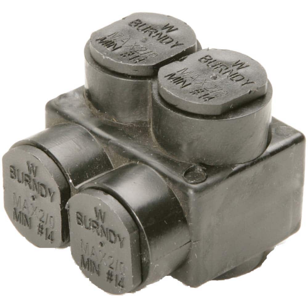 Burndy - Split Bolt Connectors; Connector Material: Aluminum ; Maximum Compatible Wire Size (AWG): 4 ; Minimum Compatible Wire Size (AWG): 14 ; Compatible Wire Type: Aluminum; Copper ; Base Width (Inch): 1.16 ; Base Width (Decimal Inch): 1.16 - Exact Tool & Supply