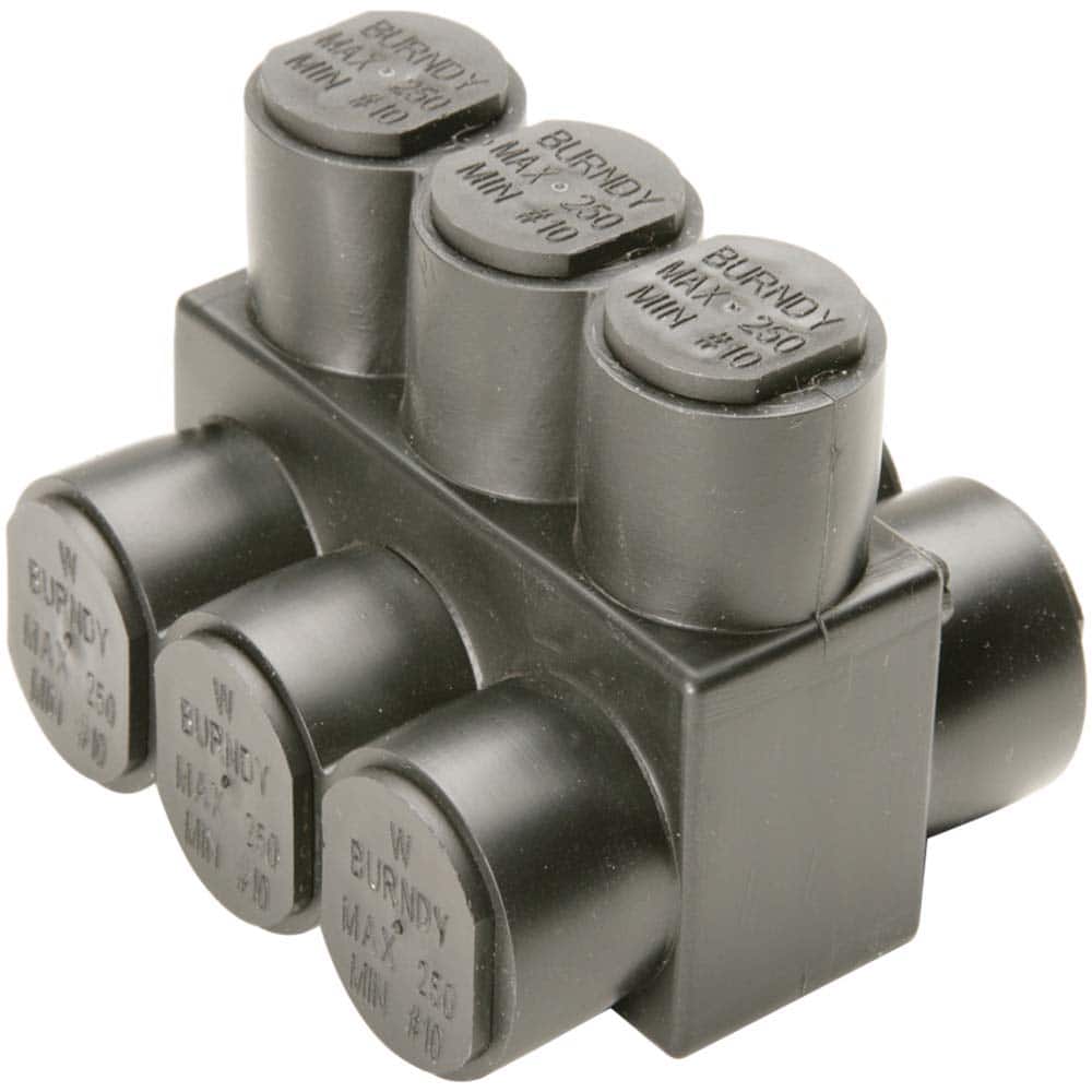 Burndy - Split Bolt Connectors; Connector Material: Aluminum ; Maximum Compatible Wire Size (AWG): 2/0 ; Minimum Compatible Wire Size (AWG): 14 ; Compatible Wire Type: Aluminum; Copper ; Base Width (Inch): 1.56 ; Base Width (Decimal Inch): 1.56 - Exact Tool & Supply