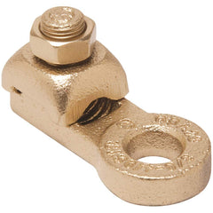Burndy - Ring Terminals; Terminal Type: Rectangle ; Insulation Type: NonInsulated ; Connection Type: Lug ; Compatible Wire Size (AWG): 1/0-2/0 (Strand) ; Stud Size (Inch): 1/2 ; Color: Copper - Exact Tool & Supply