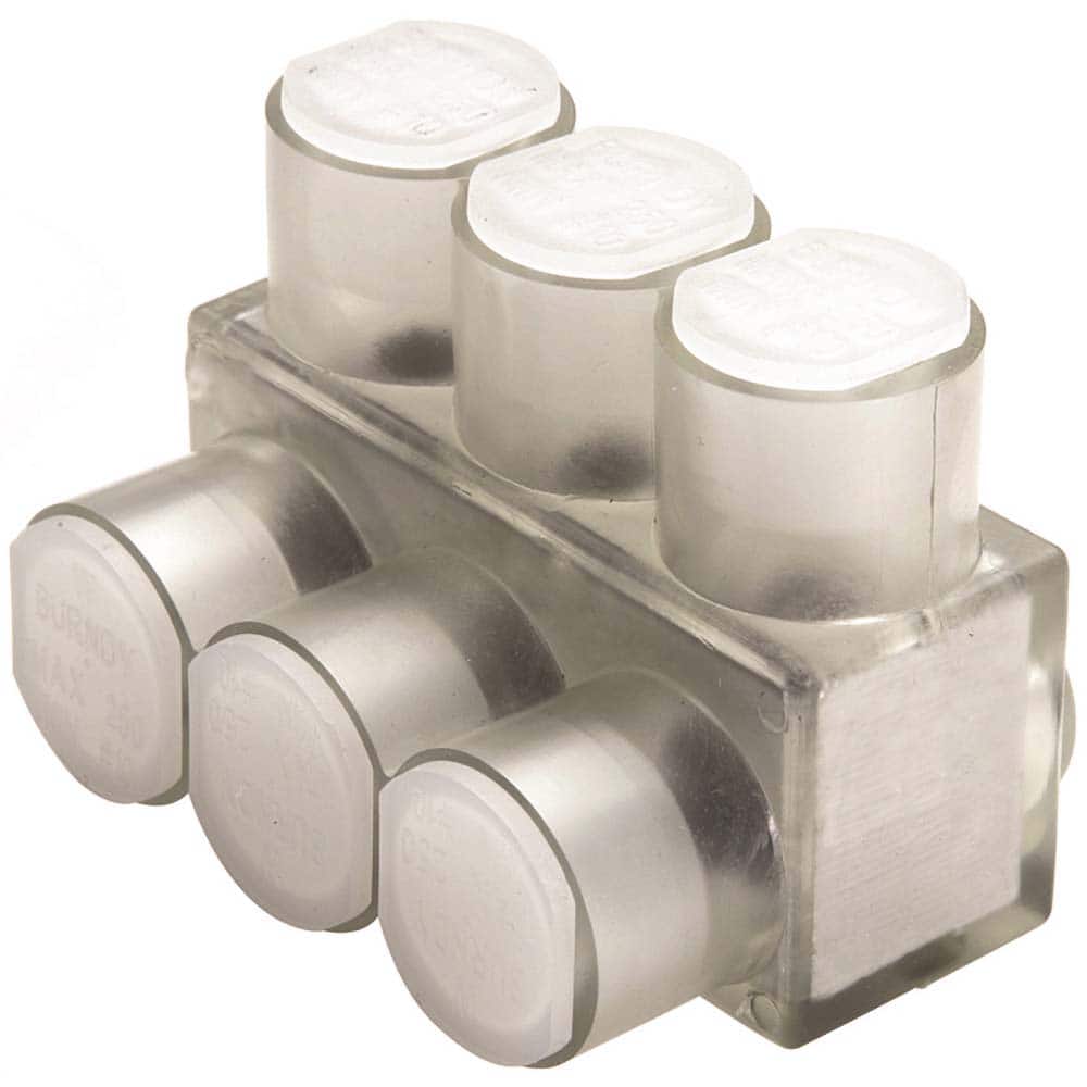 Burndy - Split Bolt Connectors; Connector Material: Aluminum ; Maximum Compatible Wire Size (AWG): 4 ; Minimum Compatible Wire Size (AWG): 14 ; Compatible Wire Type: Aluminum; Copper ; Base Width (Inch): 1-1/4 ; Base Width (Decimal Inch): 1-1/4 - Exact Tool & Supply