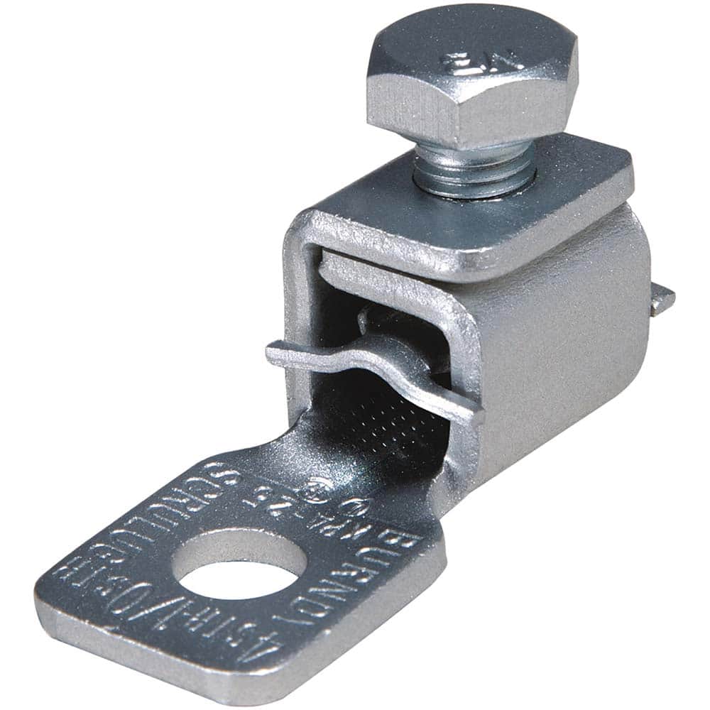 Burndy - Ring Terminals; Terminal Type: Rectangle ; Insulation Type: NonInsulated ; Connection Type: Lug ; Compatible Wire Size (AWG): 1/0-4/0 (Strand) ; Stud Size (Inch): 3/8 ; Color: Tin - Exact Tool & Supply