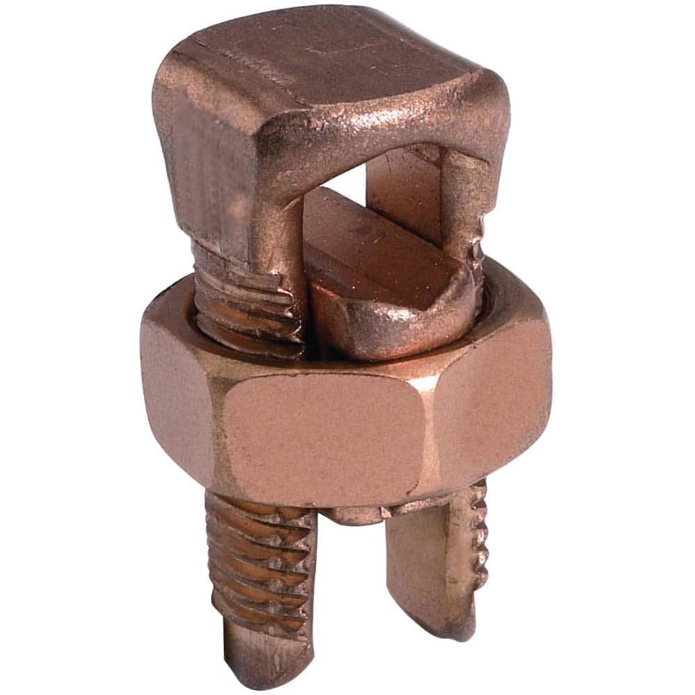 Burndy - Split Bolt Connectors; Connector Material: Copper ; Maximum Compatible Wire Size (AWG): 2 (Solid) ; Minimum Compatible Wire Size (AWG): 6 (Strand) ; Pressure Bar Material: Copper Alloy ; Compatible Wire Type: Copper ; Head Width (Decimal Inch): - Exact Tool & Supply