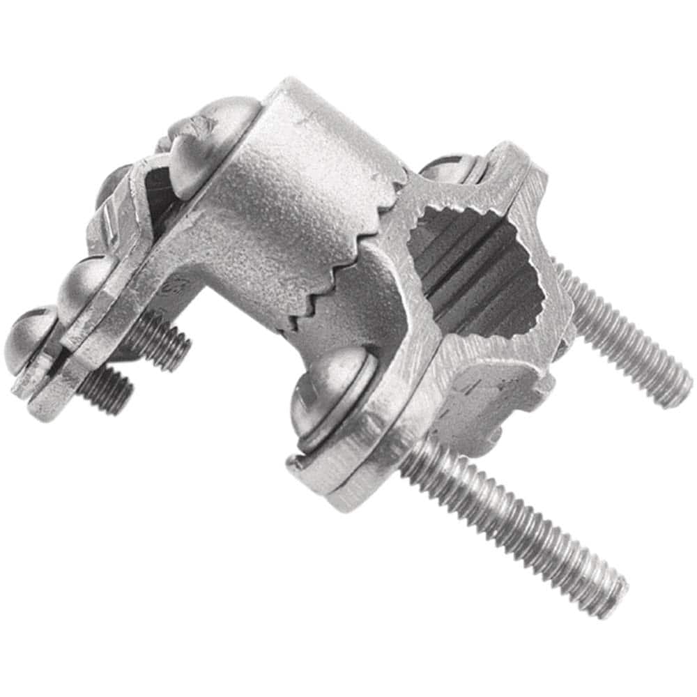 Burndy - Grounding Clamps; Clamp Type: Grounding Clamp ; Minimum Compatible Pipe Size (Inch): 1-1/4 ; Maximum Compatible Pipe Size (Inch): 2 ; Compatible Wire Size (AWG): 8-4/0 ; Overall Length (Inch): 2.65 ; Overall Length (Decimal Inch): 2.65 - Exact Tool & Supply