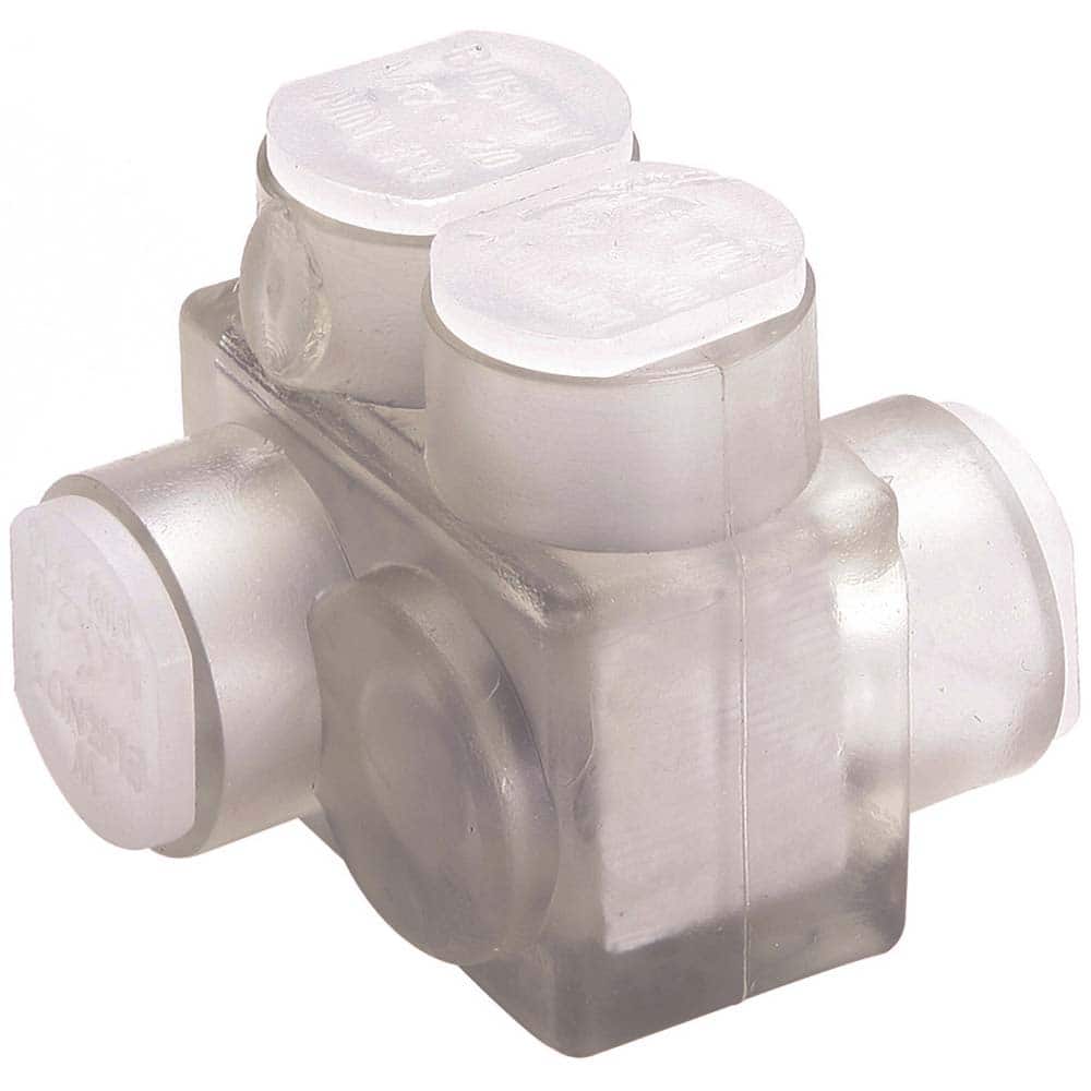 Burndy - Split Bolt Connectors; Connector Material: Aluminum ; Maximum Compatible Wire Size (AWG): 2/0 ; Minimum Compatible Wire Size (AWG): 14 ; Compatible Wire Type: Aluminum; Copper ; Base Width (Inch): 2.64 ; Base Width (Decimal Inch): 2.64 - Exact Tool & Supply