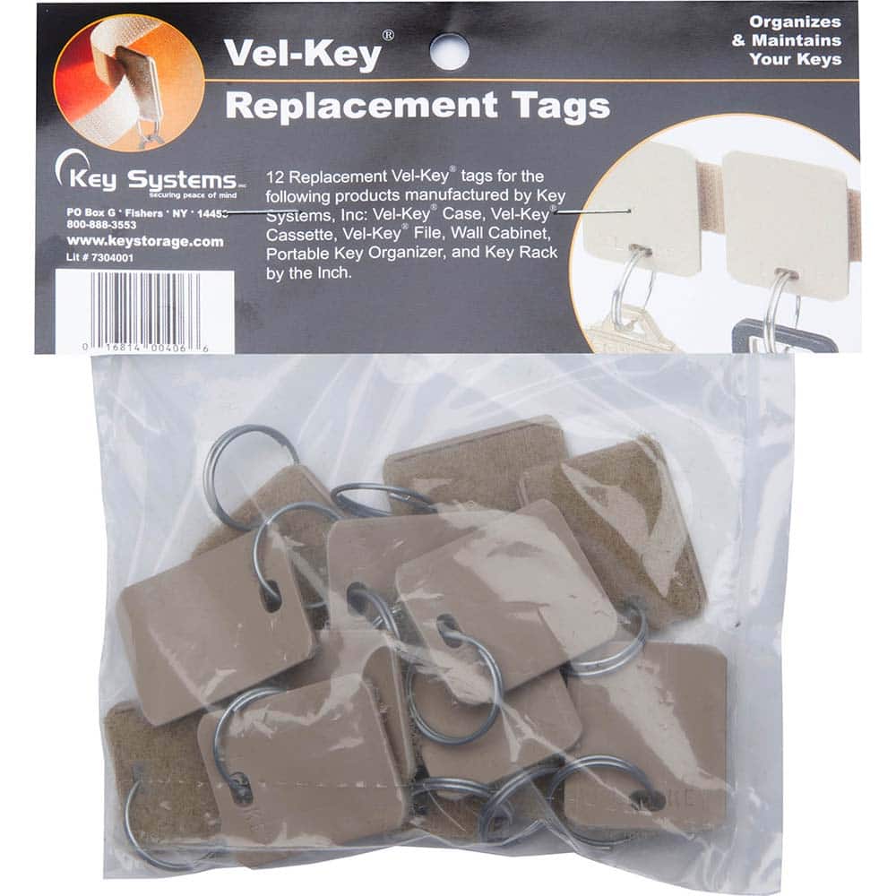 Key Systems - Key Control; Type: Key Tag ; Number of Keys: 0 ; Color: Tan ; Height (Inch): 1-1/4 ; Width (Inch): 1 ; Depth (Inch): .2 - Exact Tool & Supply