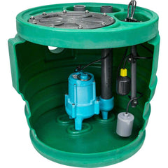 Little Giant Pumps - Sump Pump Systems; Type: Sump Pump System ; Voltage: 115 ; Contents: Basin, cover, gaskets and hardware, Piggyback tethered mechanical float switch assembly, discharge pipe, vent pipe, coupling, grommet, pump, alarm system - Exact Tool & Supply