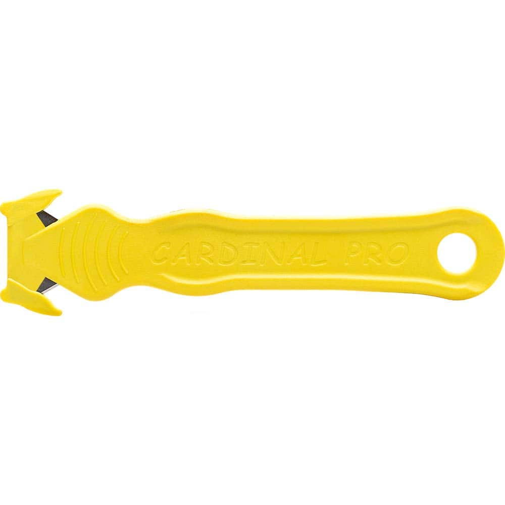 Cardinal Safety Co. - Utility Knives, Snap Blades & Box Cutters; Type: Safety Cutter ; Blade Type: Recessed/Concealed Fixed Blade ; Number of Blades Included: 2 ; Handle Material: Glass Filled Nylon ; Color: Yellow ; Blade Length (Decimal Inch): 0.6900 - Exact Tool & Supply