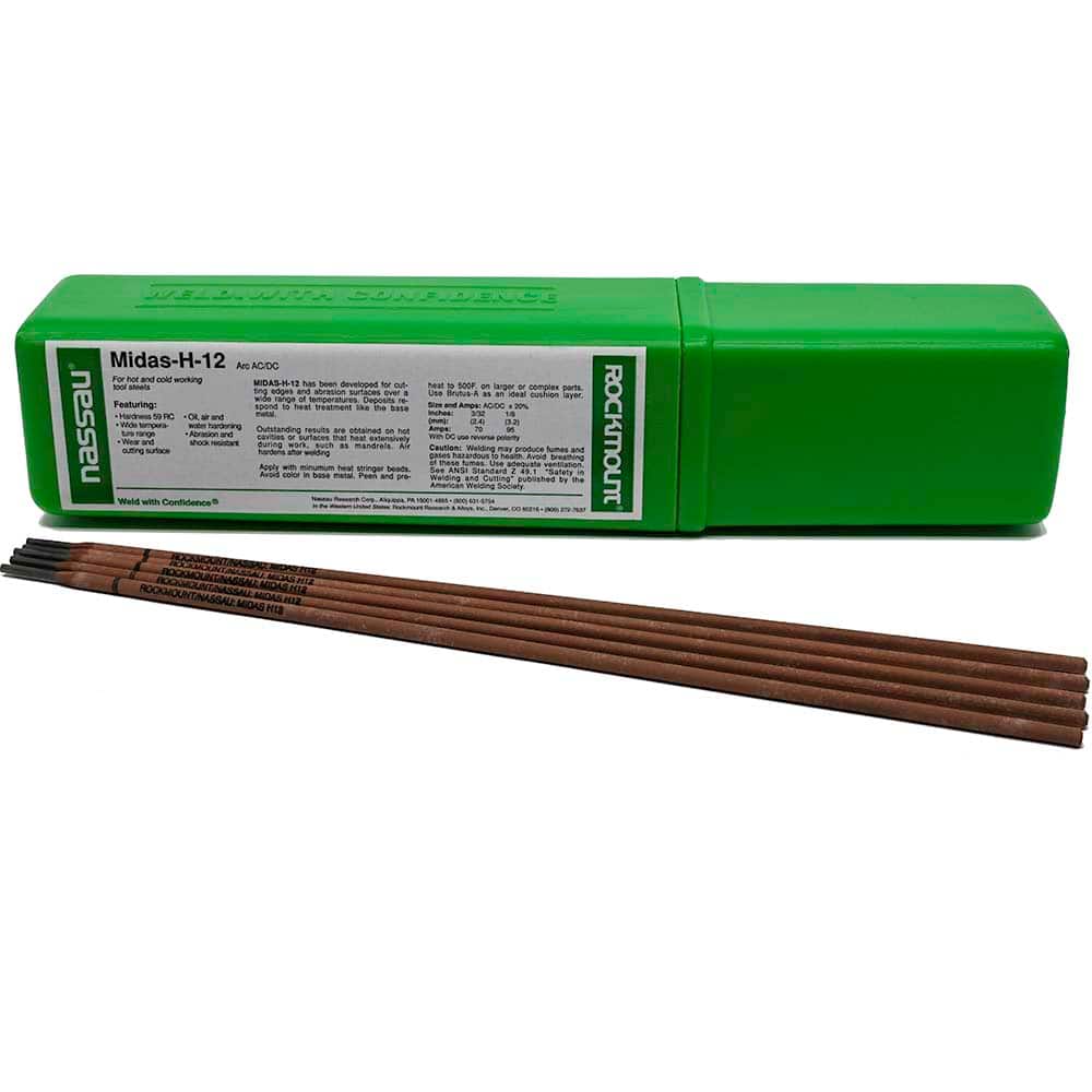 Rockmount Research and Alloys - 5 Lb 1/8 x 14" Chrome-Moly-Tungsten-Vanadium Tool Steel Alloy Midas H-12 Stick Welding Electrode - Exact Tool & Supply