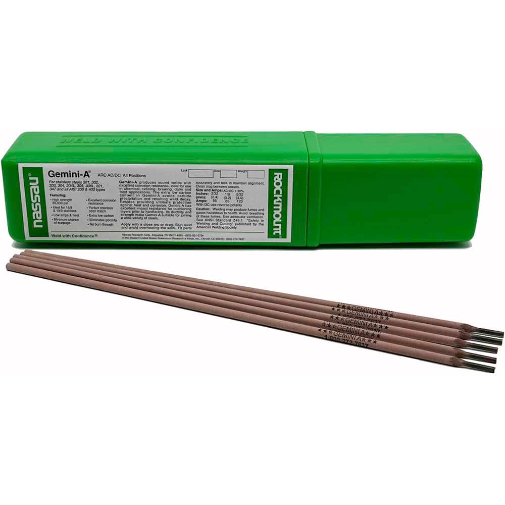 Rockmount Research and Alloys - 11 Lb 1/8 x 14" Nickel Chromium Stainless Steel Alloy Gemini A Stick Welding Electrode - Exact Tool & Supply