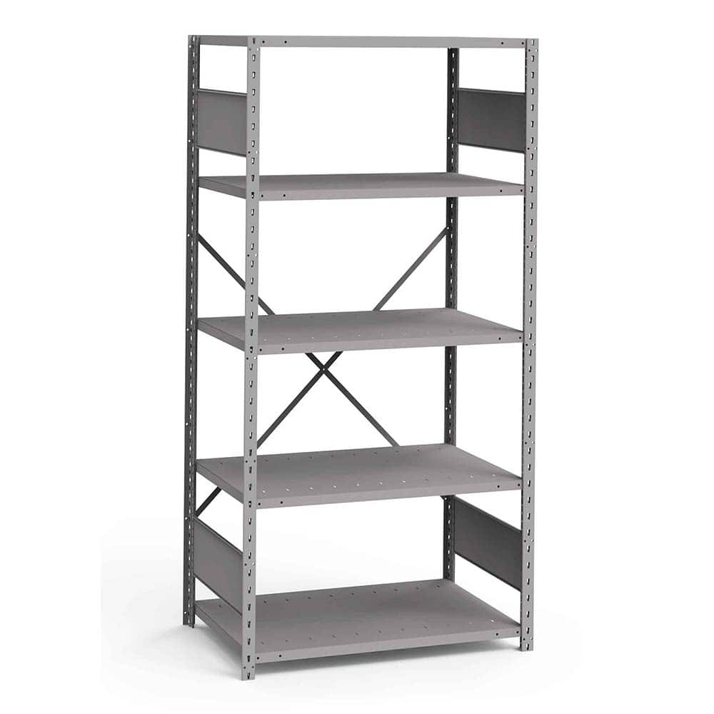 Rousseau Metal - Steel Shelving; Type: Shelving ; Starter or Add-On: Starter ; Load Capacity (Lb.): 3500.000 ; Number of Shelves: 5 ; Width (Inch): 36 ; Height (Inch): 75 - Exact Tool & Supply