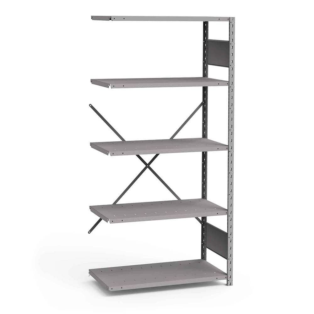 Rousseau Metal - Steel Shelving; Type: Add-On Unit ; Starter or Add-On: Add-On ; Load Capacity (Lb.): 3500.000 ; Number of Shelves: 5 ; Width (Inch): 36 ; Height (Inch): 75 - Exact Tool & Supply