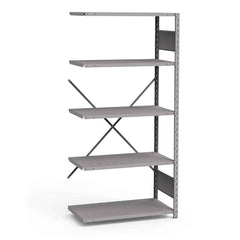 Rousseau Metal - Steel Shelving; Type: Add-On Unit ; Starter or Add-On: Add-On ; Load Capacity (Lb.): 3500.000 ; Number of Shelves: 5 ; Width (Inch): 36 ; Height (Inch): 75 - Exact Tool & Supply