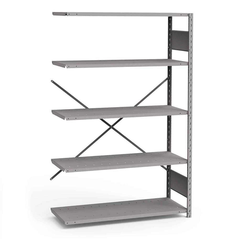 Rousseau Metal - Steel Shelving; Type: Add-On Unit ; Starter or Add-On: Add-On ; Load Capacity (Lb.): 3500.000 ; Number of Shelves: 5 ; Width (Inch): 48 ; Height (Inch): 75 - Exact Tool & Supply