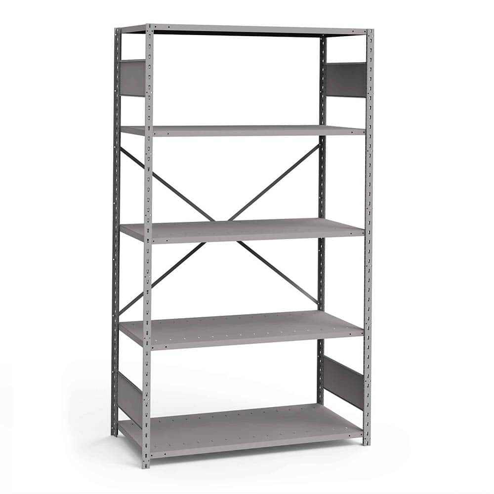 Rousseau Metal - Steel Shelving; Type: Shelving ; Starter or Add-On: Starter ; Load Capacity (Lb.): 3500.000 ; Number of Shelves: 5 ; Width (Inch): 48 ; Height (Inch): 87 - Exact Tool & Supply