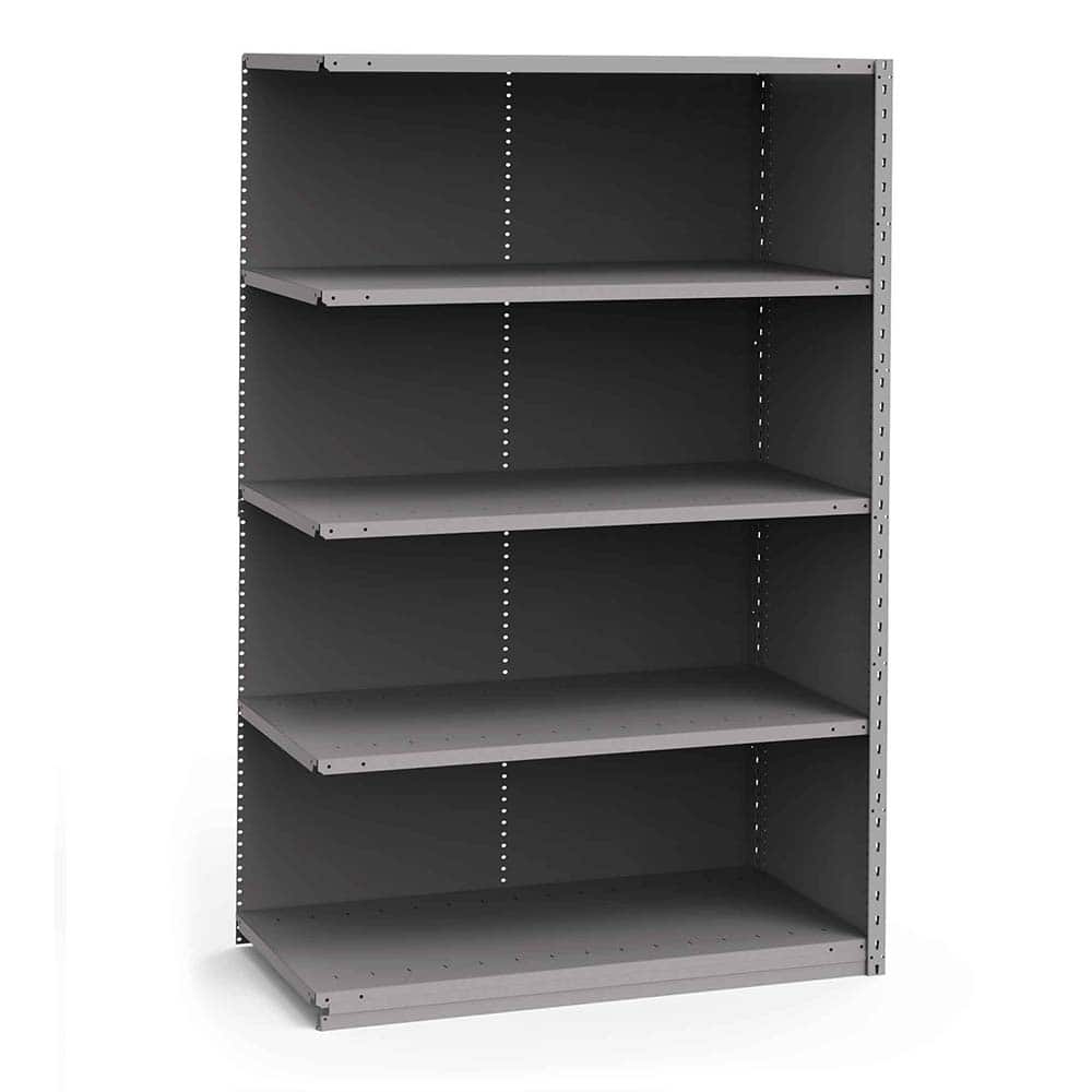Rousseau Metal - Closed Shelving Units; Type: Add-On ; Load Capacity (Lb.): 3500.000 ; Number of Shelves: 5 ; Height (Inch): 75 ; Width (Inch): 48 ; Depth (Inch): 24 - Exact Tool & Supply